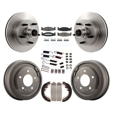 Front Rear Brake Rotor Hub Ceramic Pad Drum Kit (7Pc) For Ford E-150 Econoline Club Wagon K8C-102739