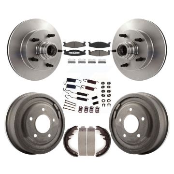 Front Rear Disc Brake Rotor Hub Ceramic Pad Drum Kit (7Pc) For Ford F-150 E-150 Econoline K8C-102740