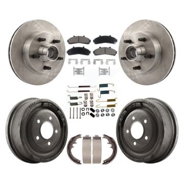 Front Rear Brake Rotors Ceramic Pad Drum Kit (7Pc) For Mazda B4000 With 10" Diameter K8C-102752
