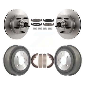 Front Rear Disc Brake Rotors Hub Ceramic Pad Drum Kit For Ford E-150 Econoline Club Wagon K8C-102769