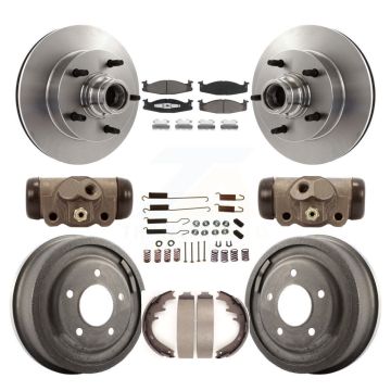 Front Rear Brake Rotor Ceramic Pad Drum Kit (9Pc) For 97 Ford E-150 Econoline 2-Wheel ABS K8C-102845