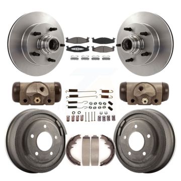 Front Rear Brake Rotors Ceramic Pad & Drum Kit (9Pc) For Ford E-150 Econoline 2-Wheel ABS K8C-102846