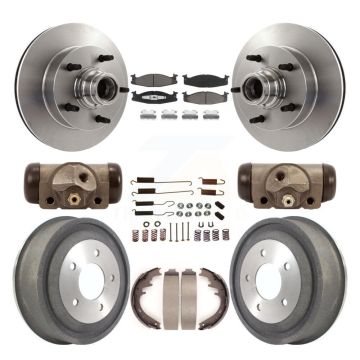 Front Rear Brake Rotors Ceramic Pad & Drum Kit (9Pc) For Ford E-150 Econoline 2-Wheel ABS K8C-102848