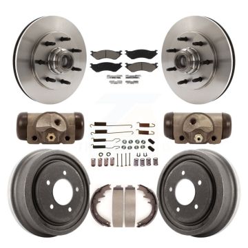 Front Rear Disc Brake Rotors Ceramic Pads And Drum Kit (9Pc) For 1999 Ford F-150 RWD K8C-102851