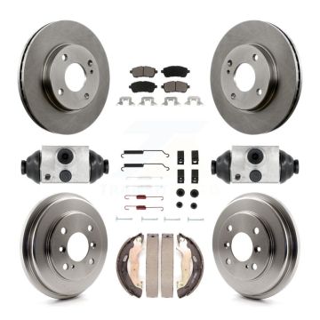 Front Rear Disc Brake Rotors Ceramic Pads And Drum Kit (9Pc) For Ford Fiesta K8C-102852