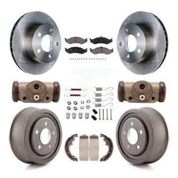 Front Rear Brake Rotor Ceramic Pad Drum Kit (9Pc) For 97-98 Jeep TJ With 9" Diameter K8C-102881