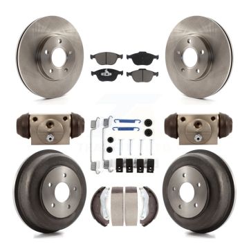 Front Rear Disc Brake Rotor Ceramic Pad Drum Kit (9Pc) For 2010-2013 Ford Transit Connect K8C-102920