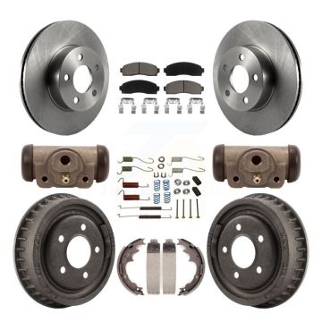 Front Rear Brake Rotor Ceramic Pad & Drum Kit (9Pc) For Ford Ranger With 9" Diameter K8C-102926