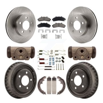 Front Rear Brake Rotor Ceramic Pad & Drum Kit (9Pc) For Ford Ranger With 9" Diameter K8C-102945