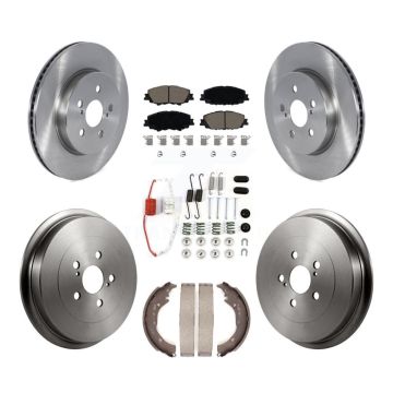 Front Rear Disc Brake Rotors Ceramic Pads And Drum Kit (7Pc) For 2019 Toyota Corolla 2.0L K8C-103145