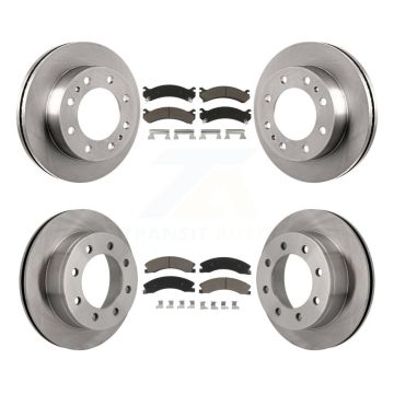 Front Rear Brake Rotors & Ceramic Pad Kit For Chevrolet Express 4500 3.20" Overall Height K8C-103237