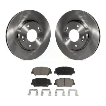 Front Disc Brake Rotor & Ceramic Pad Kit For 2014 Kia Forte LX Without 15" Factory Wheels K8C-103277