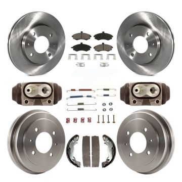 Front Rear Brake Rotors Ceramic Pad & Drum Kit (9Pc) For Hyundai Elantra rear brakes K8C-103332