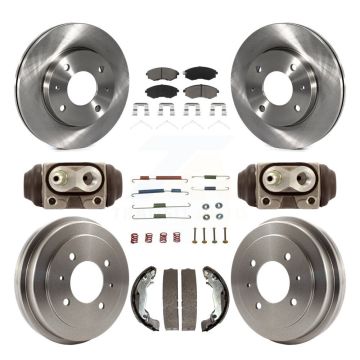 Front Rear Brake Rotors Ceramic Pad & Drum Kit (9Pc) For Hyundai Elantra rear brakes K8C-103333
