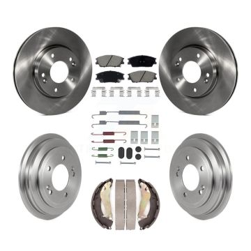 Front Rear Disc Brake Rotors Ceramic Pads And Drum Kit (7Pc) For 2020-2023 Hyundai Venue K8C-103563