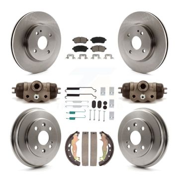 Front Rear Disc Brake Rotors Ceramic Pads And Drum Kit (9Pc) For 2011-2014 Mazda 2 K8C-103572