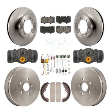 Front Rear Brake Rotor Ceramic Pad Drum Kit (9Pc) For Toyota Tacoma RWD With 6 Lug Wheels K8C-103784