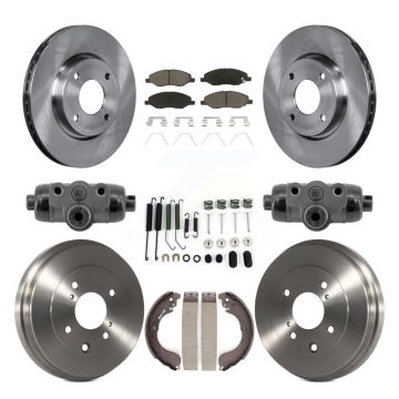 Front Rear Disc Brake Rotors Ceramic Pad Drum Kit (9Pc) For 2008 Nissan Versa 4-Wheel ABS K8C-103785