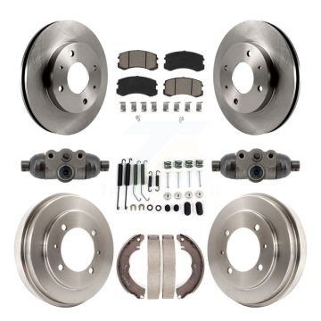 Front Rear Brake Rotor Ceramic Pad & Drum Kit (9Pc) For 2007 Mitsubishi Lancer LS Diamond K8C-103796