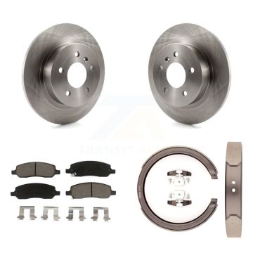 Rear Disc Rotors Ceramic Pads Parking Shoes Kit For 06-11 Cadillac DTS With 5 Lug Wheels K8C-103836