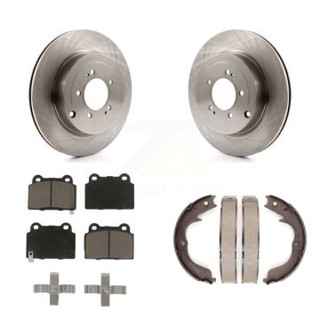 Rear Disc Rotors Ceramic Pads And Parking Brake Shoes Kit For Mitsubishi Lancer K8C-103855