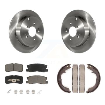 Rear Disc Rotors Ceramic Pads And Parking Brake Shoes Kit For Mitsubishi Endeavor K8C-103879