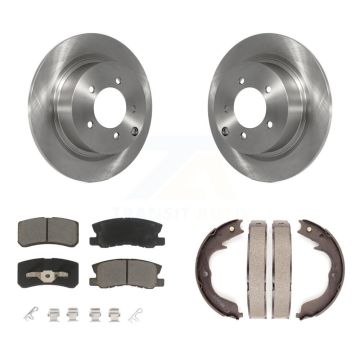 Rear Disc Rotors Ceramic Pads Parking Brake Shoes Kit For 2008 Mitsubishi Outlander 2.4L K8C-103881