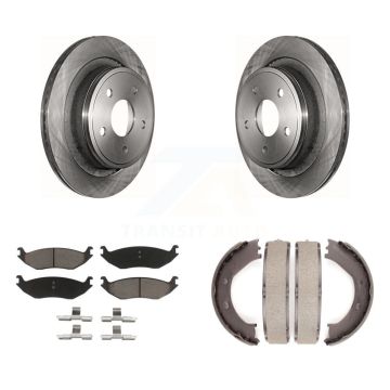 Rear Disc Rotors Ceramic Pads Parking Shoes Kit For Dodge Ram 1500 Durango Chrysler Aspen K8C-103888