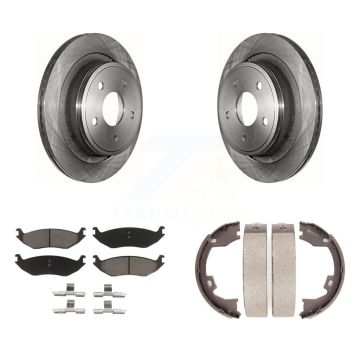 Rear Disc Rotors Ceramic Pads And Parking Shoes Kit For Dodge Ram 1500 With 8 Lug Wheels K8C-103891