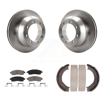 Rear Disc Rotors Ceramic Pads And Parking Brake Shoes Kit For Ford F-350 Super Duty K8C-103923