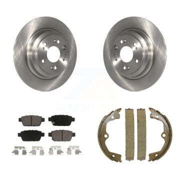 Rear Disc Rotors Ceramic Pads And Parking Brake Shoes Kit For 2009-2014 Acura TL K8C-103924