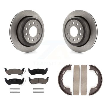 Rear Disc Rotors Ceramic Pads And Parking Shoes Kit For 2003-2011 Lincoln Town Car Sedan K8C-103998