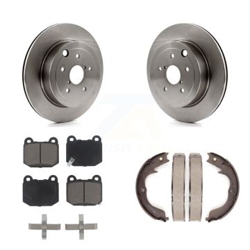 Rear Disc Rotors Ceramic Pads And Parking Brake Shoes Kit For Subaru Impreza K8C-104013