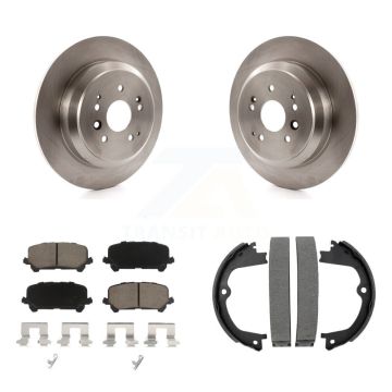 Rear Disc Rotors Ceramic Pads And Parking Brake Shoes Kit For 2014-2016 Acura MDX K8C-104021