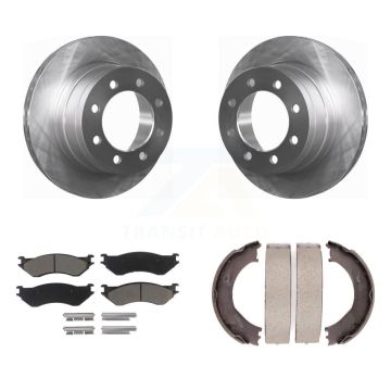 Rear Disc Rotors Ceramic Pads & Parking Brake Shoes Kit For 2003-2005 Dodge Ram 2500 3500 K8C-104035