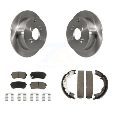 Rear Disc Rotors Ceramic Pads Parking Shoes Kit For 2006-2007 Hyundai Accent Kia Rio5 Rio K8C-104044