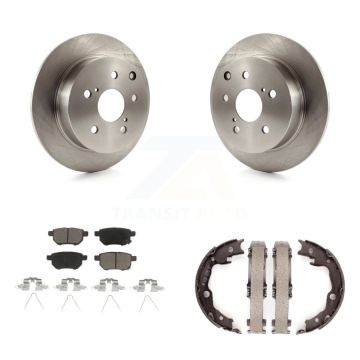 Rear Disc Rotors Ceramic Pads And Parking Brake Shoes Kit For 2010 Toyota Matrix XRS K8C-104056