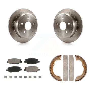 Rear Disc Rotors Ceramic Pads And Parking Brake Shoes Kit For Jeep Wrangler JK K8C-104058