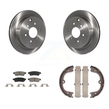 Rear Disc Rotors Ceramic Pads And Parking Brake Shoes Kit For Nissan Frontier Xterra K8C-104077