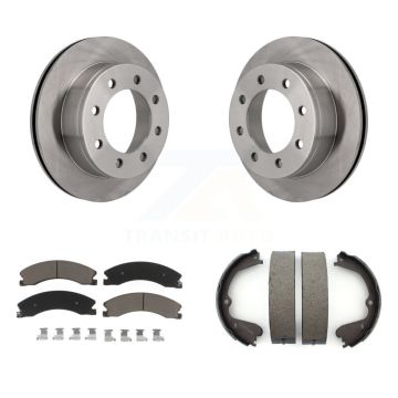 Rear Disc Rotors Ceramic Pads And Parking Brake Shoes Kit For Chevrolet Express 4500 K8C-104094