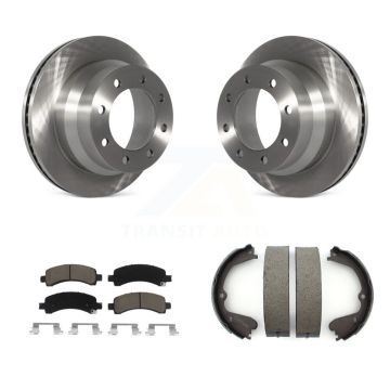 Rear Disc Rotors Ceramic Pads And Parking Brake Shoes Kit For Chevrolet Express 4500 K8C-104098