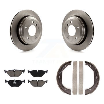 Rear Disc Rotors Ceramic Pads And Parking Brake Shoes Kit For 2001-2005 BMW 325xi K8C-104099