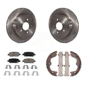 Rear Disc Rotors Ceramic Pads & Parking Brake Shoes Kit For 2003-2005 INFINITI FX35 FX45 K8C-104125