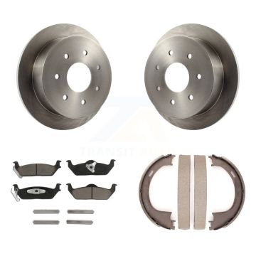 Rear Disc Rotors Ceramic Pads And Parking Brake Shoes Kit For Ford F-150 K8C-104135