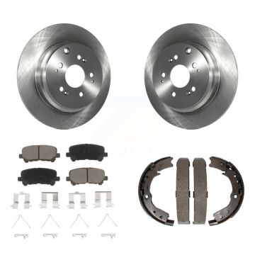 Rear Disc Rotors Ceramic Pads And Parking Brake Shoes Kit For 2011-2017 Honda Odyssey K8C-104144