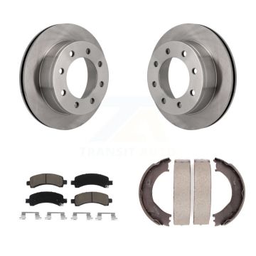 Rear Disc Rotors Ceramic Pads Parking Brake Shoes Kit For Chevrolet GMC Express 3500 2500 K8C-104148