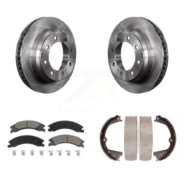 Rear Disc Rotors Ceramic Pads And Parking Shoes Kit For Ford E-350 Super Duty E-250 E-150 K8C-104179