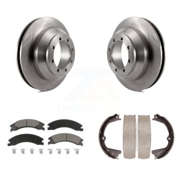 Rear Disc Rotors Ceramic Pads And Parking Brake Shoes Kit For Ford E-350 Super Duty K8C-104180