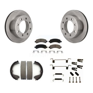 Rear Disc Rotors Ceramic Pads Parking Shoes Hardware Kit For GMC Savana 3500 Cutaway Van K8C-104204