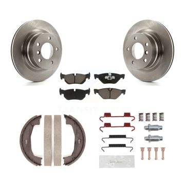 Rear Disc Rotors Ceramic Pads Parking Brake Shoes And Hardware Kit For 2008-2013 BMW 128i K8C-104215